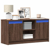 TV Cabinet with LED Brown Oak 100x34x50 cm Engineered Wood 852193