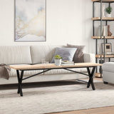 ZNTS Coffee Table X-Frame 160x40x45.5 cm Solid Wood Pine and Steel 3282756