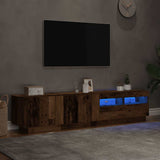 TV Cabinet with LED Lights Old Wood 180x35x40 cm Engineered Wood 3329163