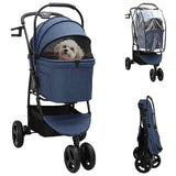 Folding Pet Stroller Adjustable Blue 78 x 54 x 101 cm Polyester 42012439