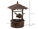 Wooden Garden Wishing Well Fountain Barrel Waterfall Rustic Wood with Pump Garden Dcor Ornament T3398P322181