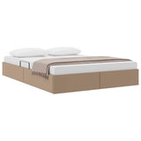 Storage Bed with Mattress Cappucino 140 x 190 cm Faux leather 3369948