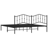 Metal Bed Frame without Mattress with Headboard Black 193x203cm 373795
