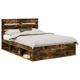 Bed Frame Smoked Oak 160 x 200 cm Solid Pine Wood 3411724