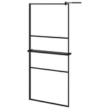Walk-in Shower Wall with Shelf Black 90x195 cm ESG Glass&Aluminium 3185462