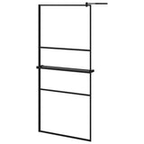 ZNTS Walk-in Shower Wall with Shelf Black 90x195 cm ESG Glass&Aluminium 3185462