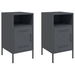 ZNTS Bedside Cabinets 2 pcs Anthracite 36x39x68 cm Steel 843071