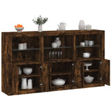 Sideboard with LED Lights Smoked Oak 181.5x37x100 cm 3209153