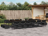 17 Piece Garden Dining Set with Cushions Black Poly Rattan 3211363
