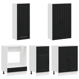 Kitchen Unit LUCCA 5 pcs Black Engineered Wood 3438266