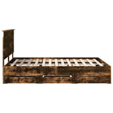 Bed Frame with Drawer Smoked Oak 150 x 200 cm Engineer Wood 3411107