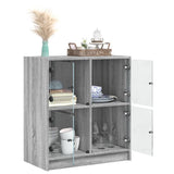 Side Cabinet with Glass Doors Grey Sonoma 68x37x75.5 cm 836383