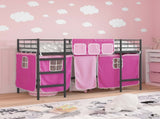 Kids'Loft Bed Frame with Curtains Black and Pink 90 x 190 cm 42020803