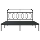 Metal Bed Frame without Mattress with Headboard Black 135x190cm 377116