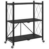 Storage Shelf on Wheels Black 71x34x88 cm Steel 4012385