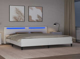 Bed Frame with LED Strip Lights White 180 x 200 cm Faux Leather 3415287