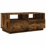 Coffee Table with LED Lights Smoked Oak 90x49x40 cm 839837