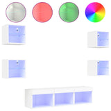 7 Piece TV Wall Units with LED White Engineered Wood 3216583