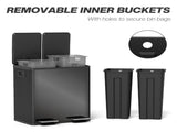 40L Dual Compartment Stainless Steel Bin, with Deodoriser Holders - Glossy Black T3398P344544