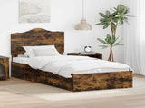 Bed Frame with Headboard Smoked Oak 90 x 200 cm Engineered Wood 3413652