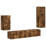 TV Cabinet Set Wall-mounted 4 pcs Smoked Oak Engineered Wood 3409011