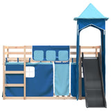 Bunk Bed without Mattress with Slide and Curtains Blue 90x190 cm Single 3284207