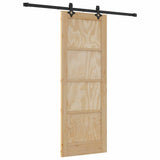 Sliding Door Natural and Black 73.5 x 198.5 cm Solid Pine Wood 3333494