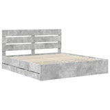 Bed Frame with Drawer Concrete Grey 200 x 200 cm Engineer Wood 3411810