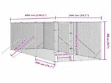 Outdoor Dog Kennel Silver 2x6x2 m Galvanised Steel 3190452