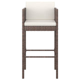 3 Piece Garden Bar Set with Cushions Poly Rattan Brown 3095399