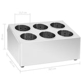 Cutlery Holder 6 Grids Square Stainless Steel 51230