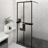 Walk-in Shower Wall with Shelf Black 80x195 cm ESG Glass&Aluminium 3185446
