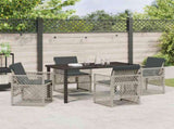 Garden Dining Set 5 pcs Light Grey Poly Rattan 3380638