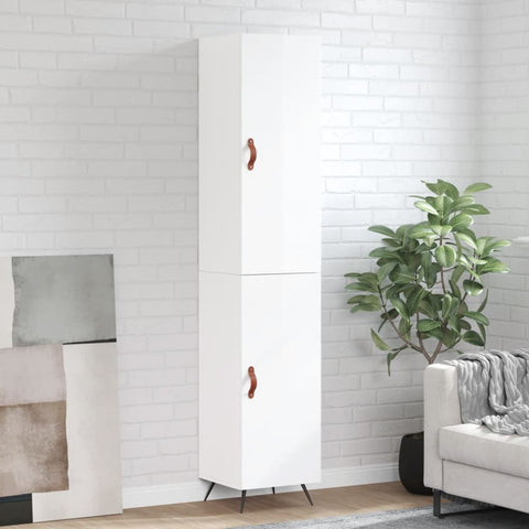 Highboard High Gloss White 34.5x34x180 cm Engineered Wood 3198763