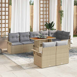 Garden Sofa Set 9 pcs Beige and Light Grey Poly Rattan 3349349