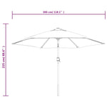 ZNTS Garden Parasol with LED Lights and Steel Pole 300 cm Taupe 44512