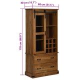 ZNTS Wine Cabinet HALDEN with Wine Racks and Sliding Door Pine 4018433