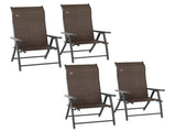 Set of Four Folding Garden Chairs, with Seven-Position Adjustable Backs, Dark Brown T3398P328041