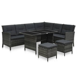 ZNTS 4 Piece Garden Lounge Set with Cushions Poly Rattan Grey 48146