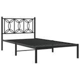 Metal Bed Frame without Mattress with Headboard Black 100x190cm 376122