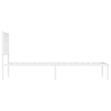 ZNTS Metal Bed Frame with Headboard White 100x190 cm 374480