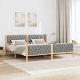 Bed Frame Light Grey 200 x 200 cm Solid Pine Wood 3394268