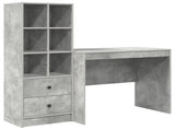 Desk with Drawer with Shelf with Storage 2 pcs Concrete Grey 3337364