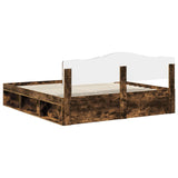 Bed Frame Smoked Oak 200 x 200 cm Solid Pine Wood 3412857