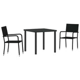 Garden Dining Set with Cushion 3 pcs Black Poly Rattan 3380036