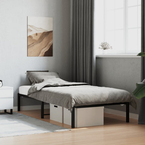 ZNTS Metal Bed Frame without Mattress Black 90x200cm 373648