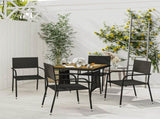 Outdoor Dining Set Black PE rattan, steel, solid acacia wood 3120087