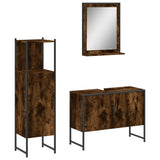 3 Piece Bathroom Cabinet Set Smoked Oak Engineered Wood 3214351