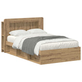 Bed Frame with Storage Artisan Oak 120 x 190 cm Engineered Wood 3433462