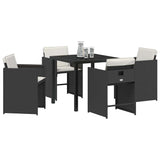 Garden Dining Set 5 pcs Black Poly Rattan 3380685